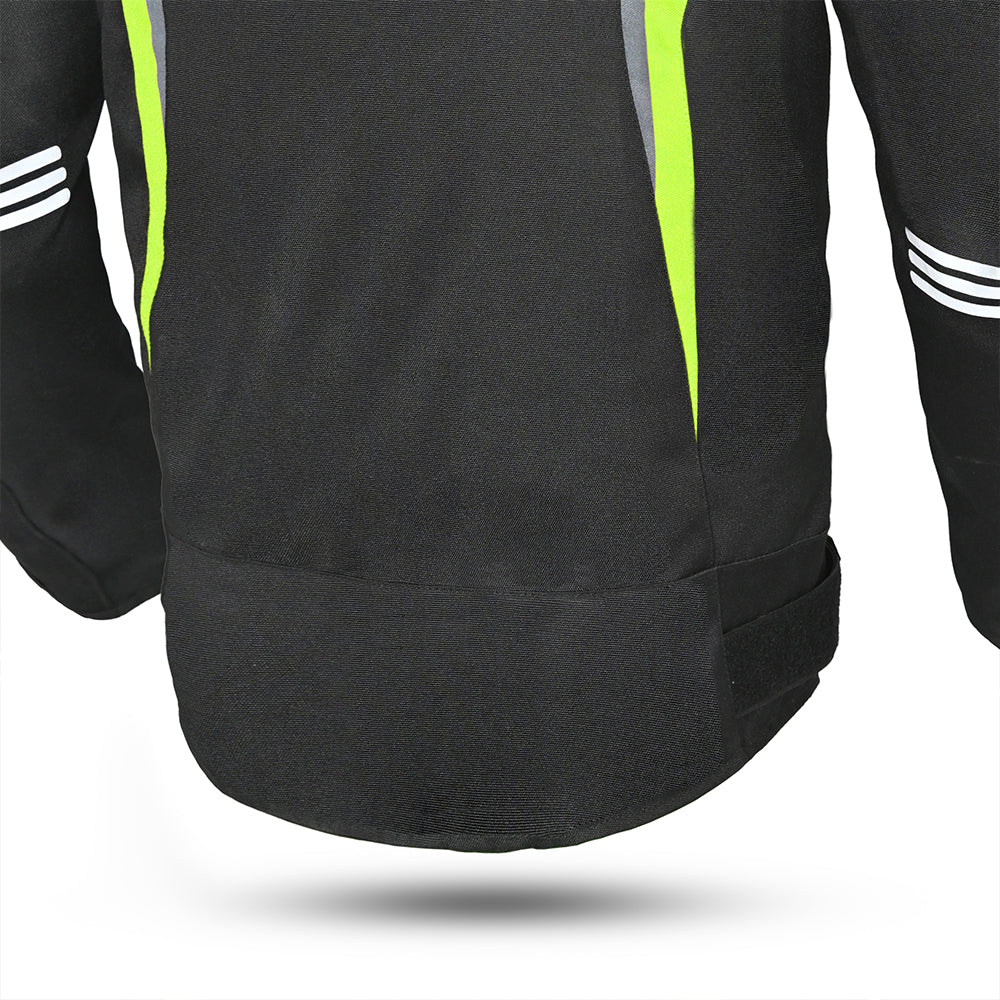 BELA Bradley Textile Motorbike Riders Jacket Black Yellow Flou