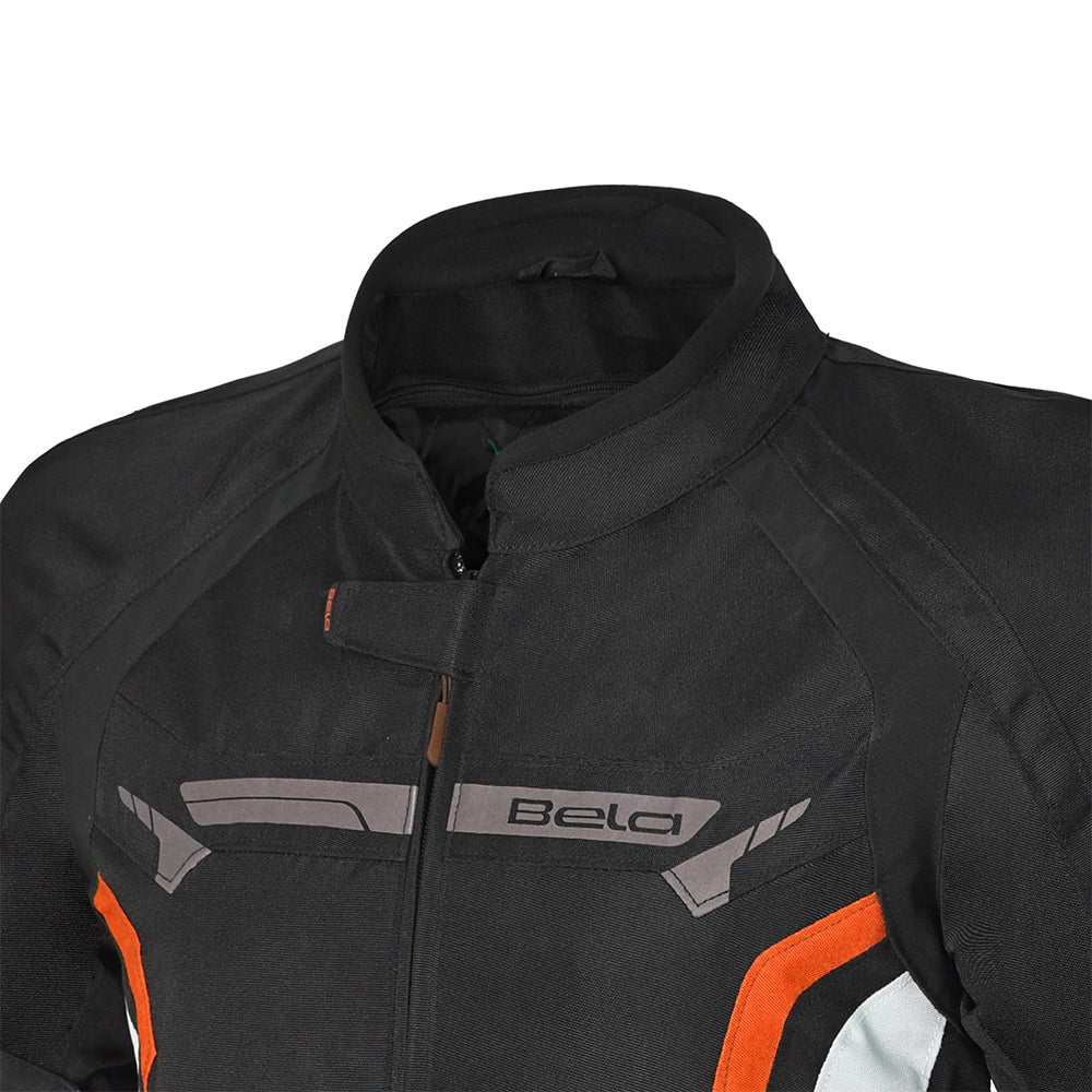 Bela Highland Man Textile Motorcycle Jacket Black Orange collar