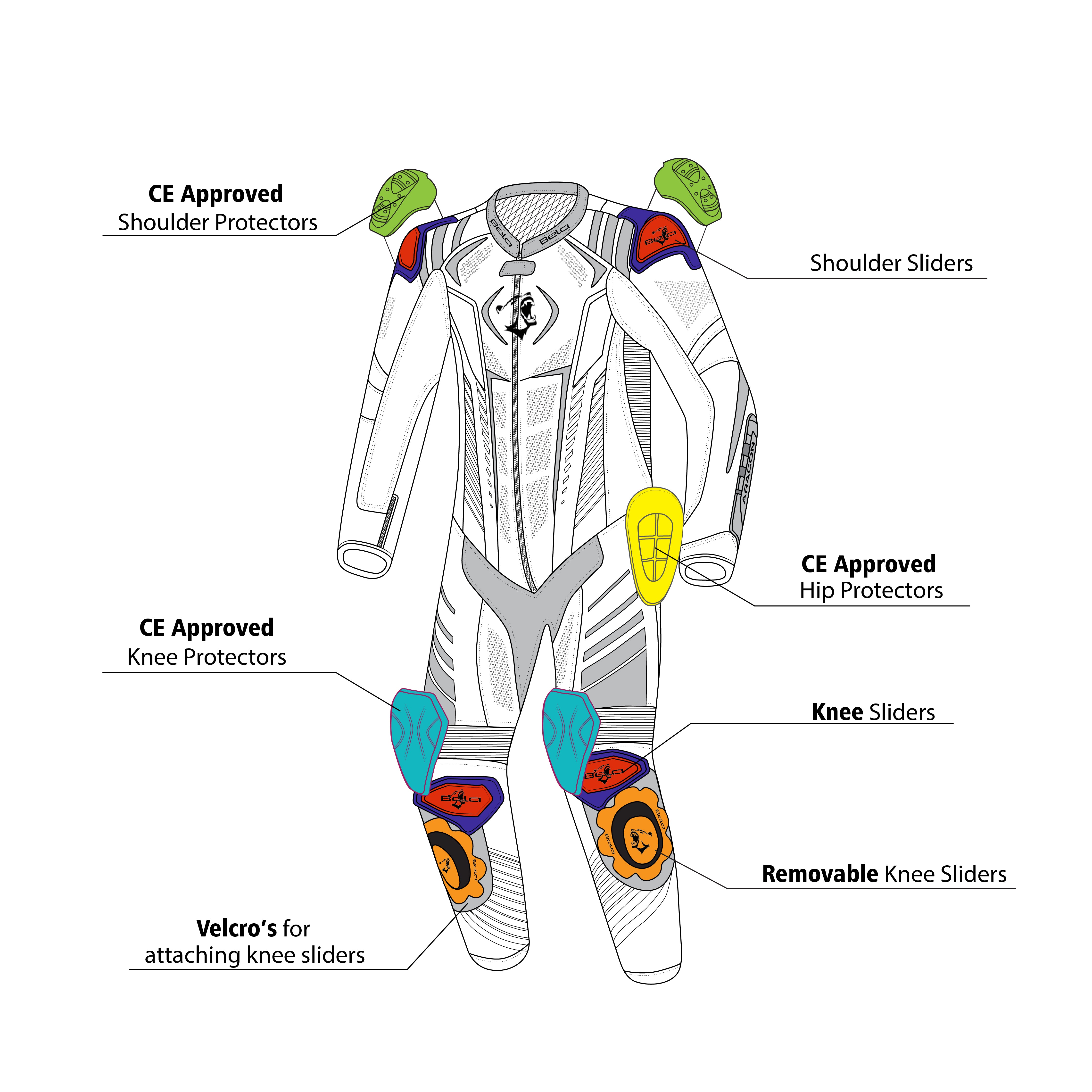 BELA Aragone 1 PC Motorcycle Racing Leather Suits Black/Red