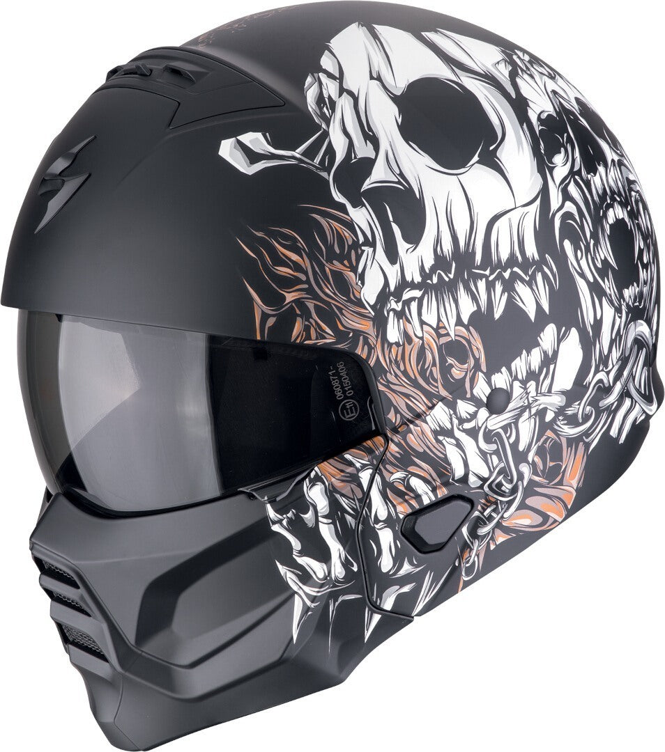 SCORPION EXO-COMBAT II GENESIS Moto Jet Helmet Matte Black Matte White Golden