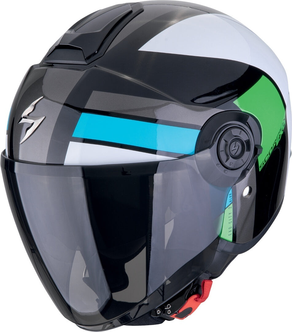 SCORPION EXO-CITY II BLUR Motorcycle Urban Jet Helmet Black White Green
