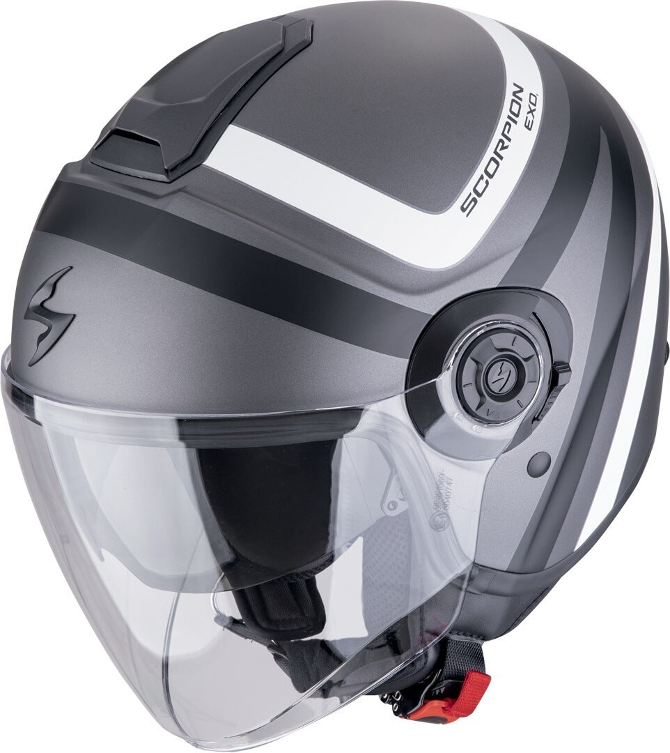 SCORPION EXO-CITY II RIVA Open Jet Helmet Silver Matt-Black-White