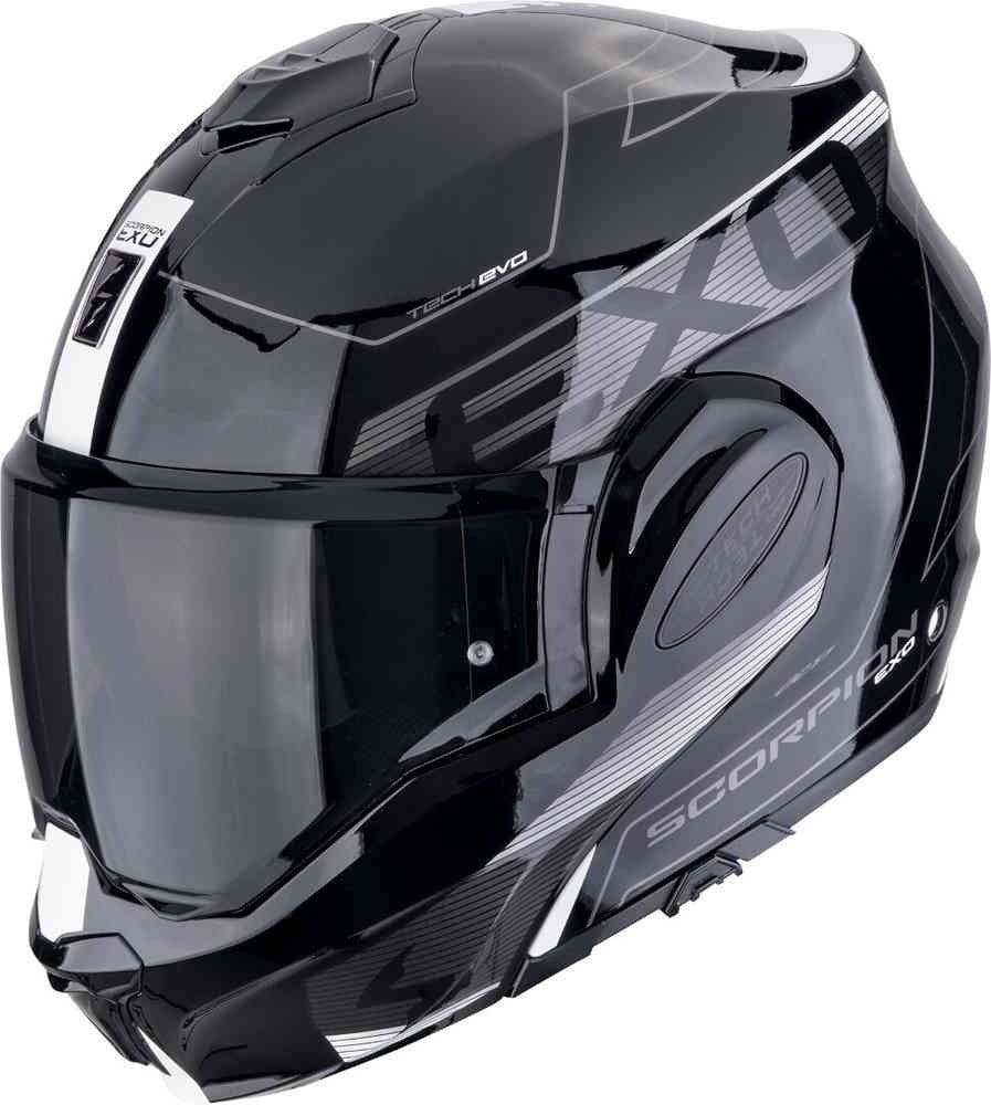 SCORPION EXO Tech Evo Traveler Front Flip Helmet Black White