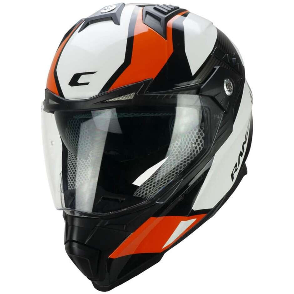 CGM 666G TWIN RANGER Off Road Motorcycle Adventure Helmet White Orange