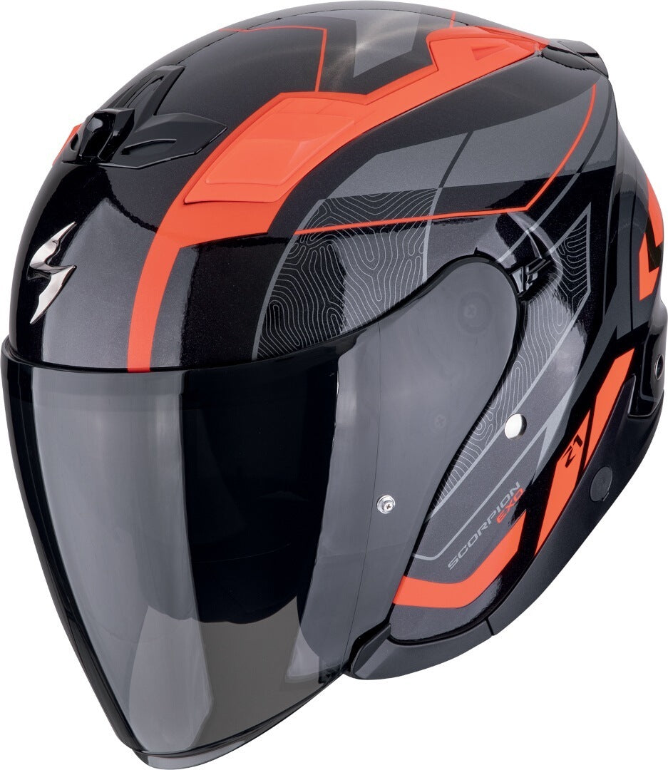 SCORPION EXO-Z1 VUE Urban Motorcycle Open Face Helmet Black Red