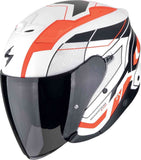 SCORPION EXO-Z1 VUE Motorbike Urban Jet Helmet Matte White Red Black 