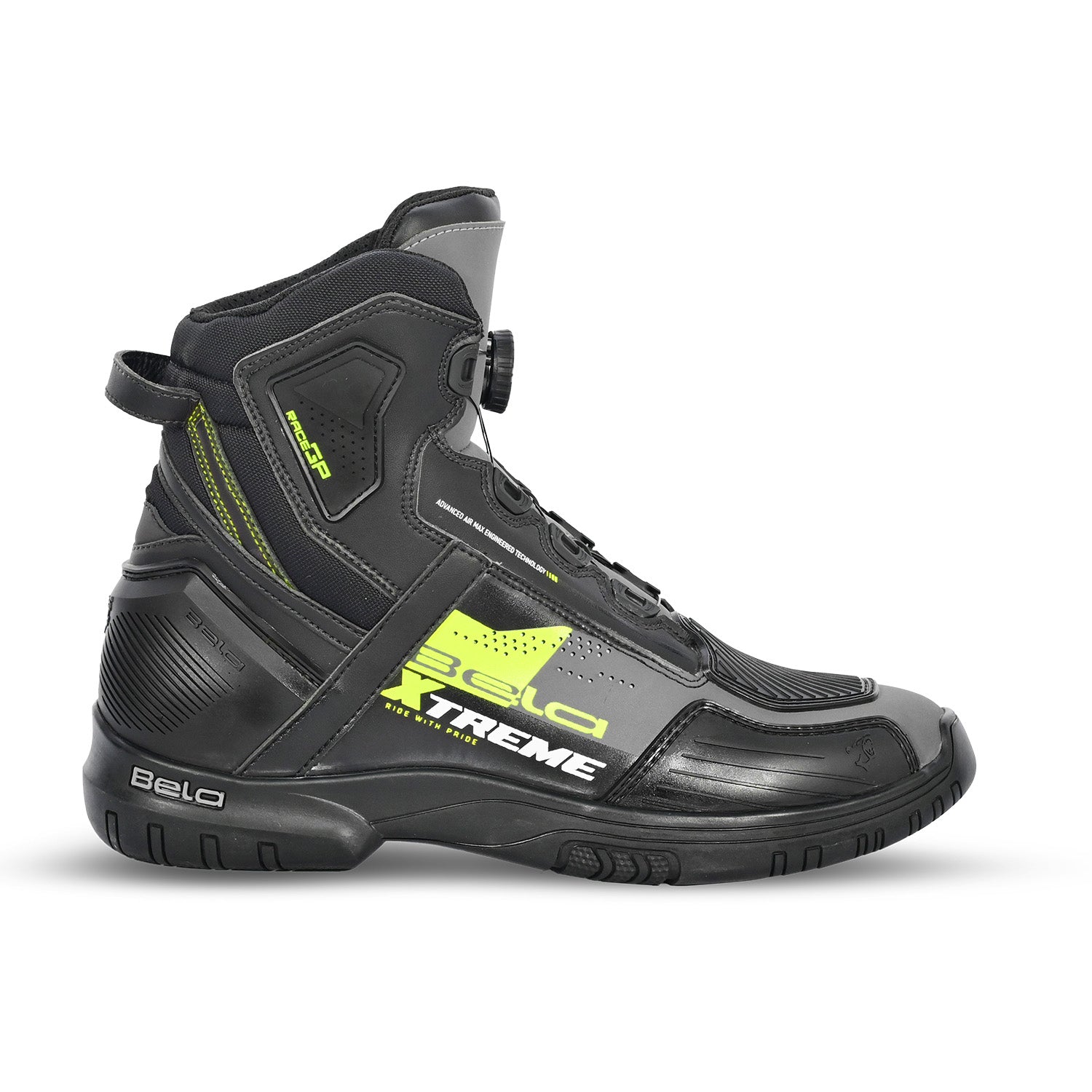 BELA EXTREME FORCE URBAN MOTORCYCLE BOOTS BLACK GREY YELLOW