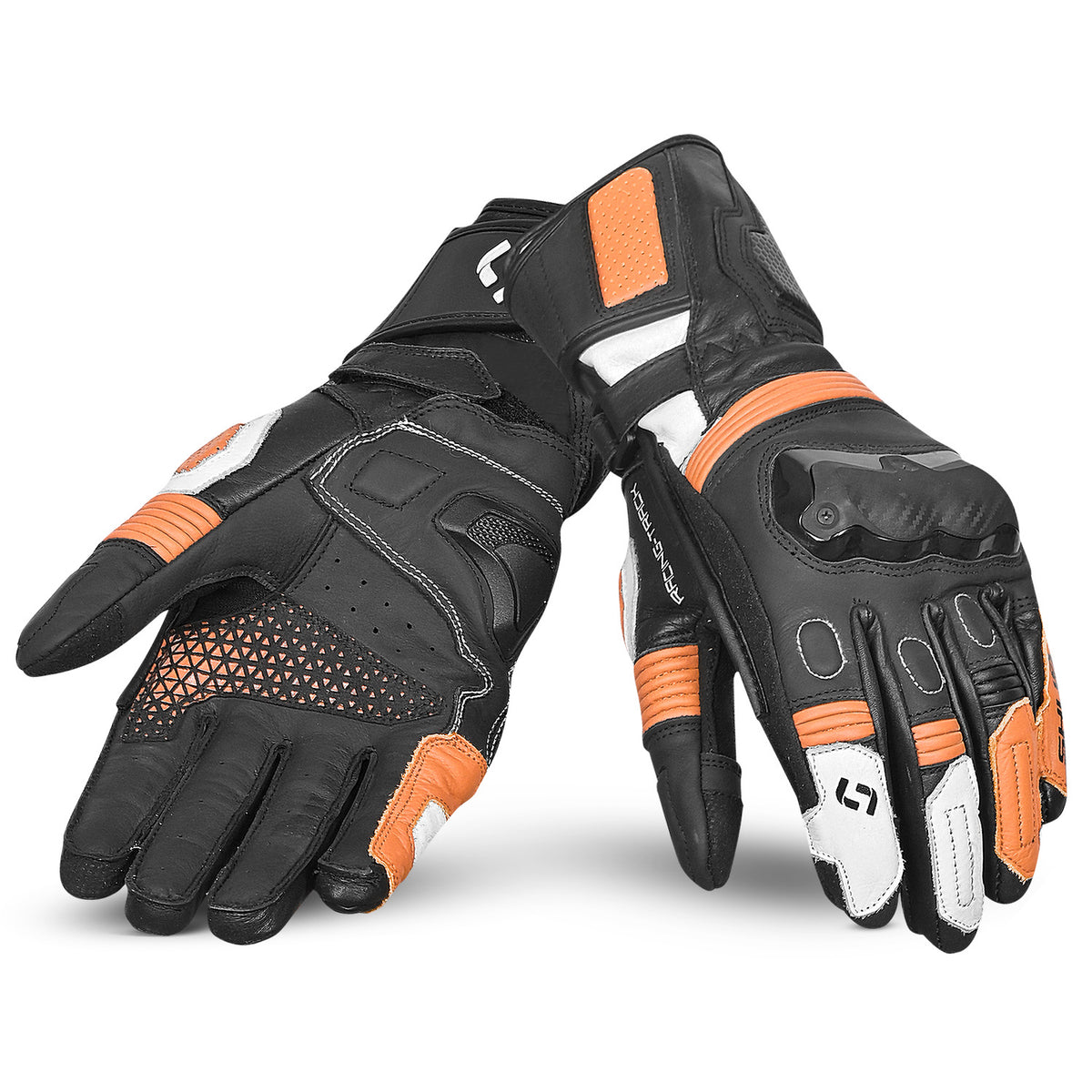 SHUA RANGER PRO MOTORCYCLE RACING GLOVES BLACK WHITE ORANGE