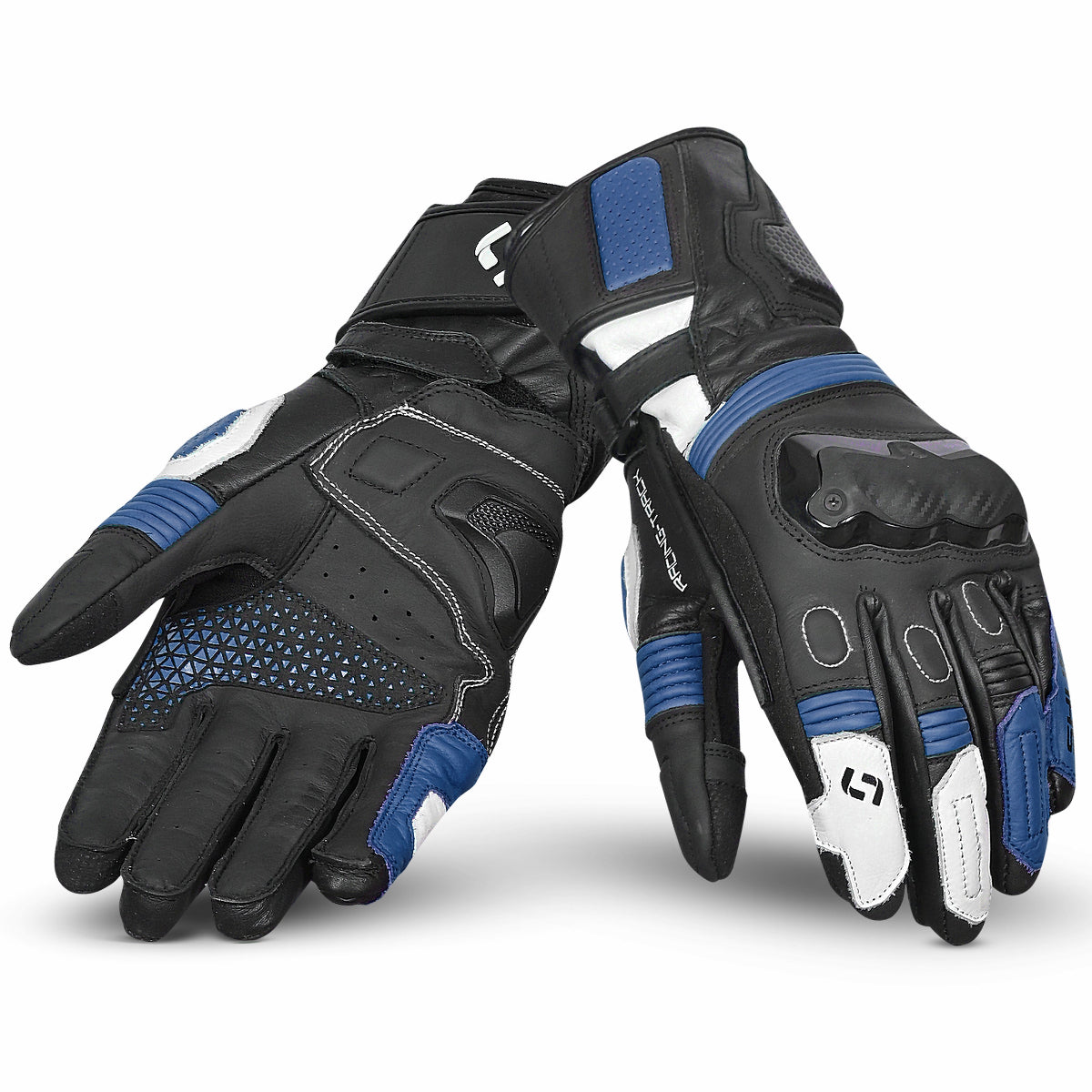 SHUA RANGER PRO MOTORCYCLE RACING GLOVES BLACK WHITE BLUE