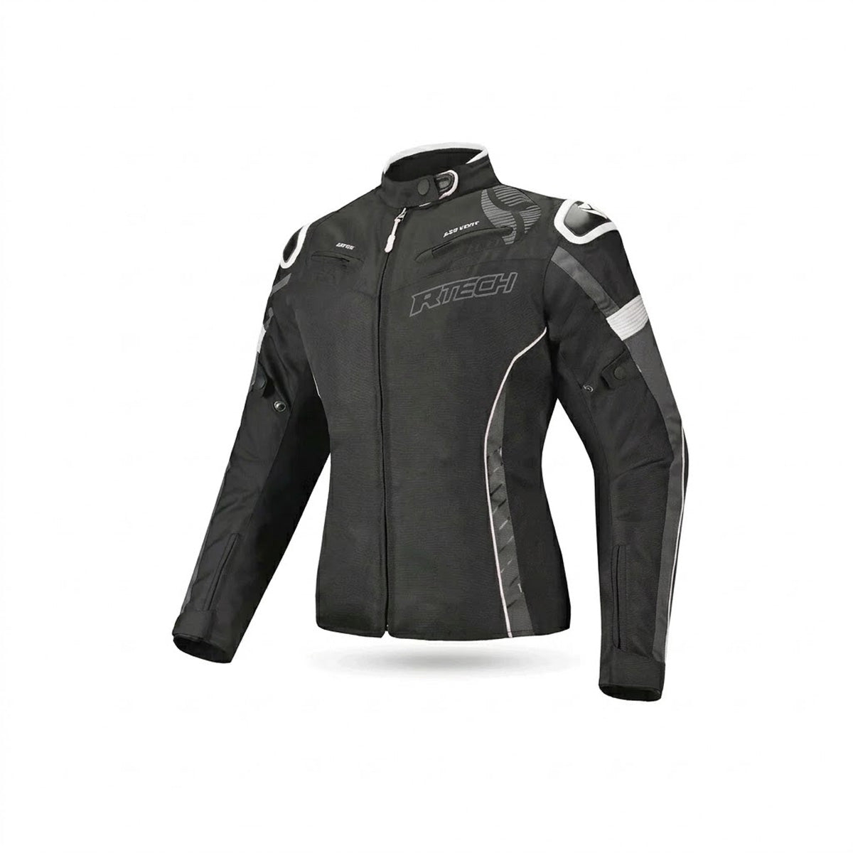 R-Tech Knight Rider Lady Motorcycle Textile Short Jacket Black White Antharacite