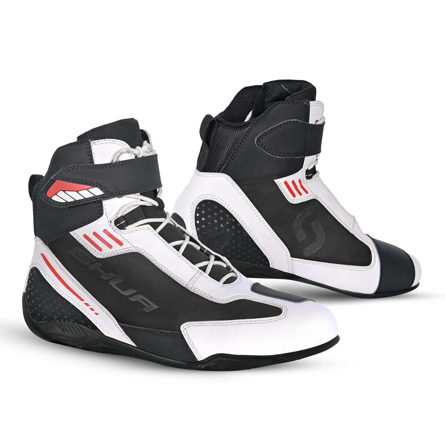 SHUA PULSE URBAN MOTORCYCLE BOOTS BLACK WHITE