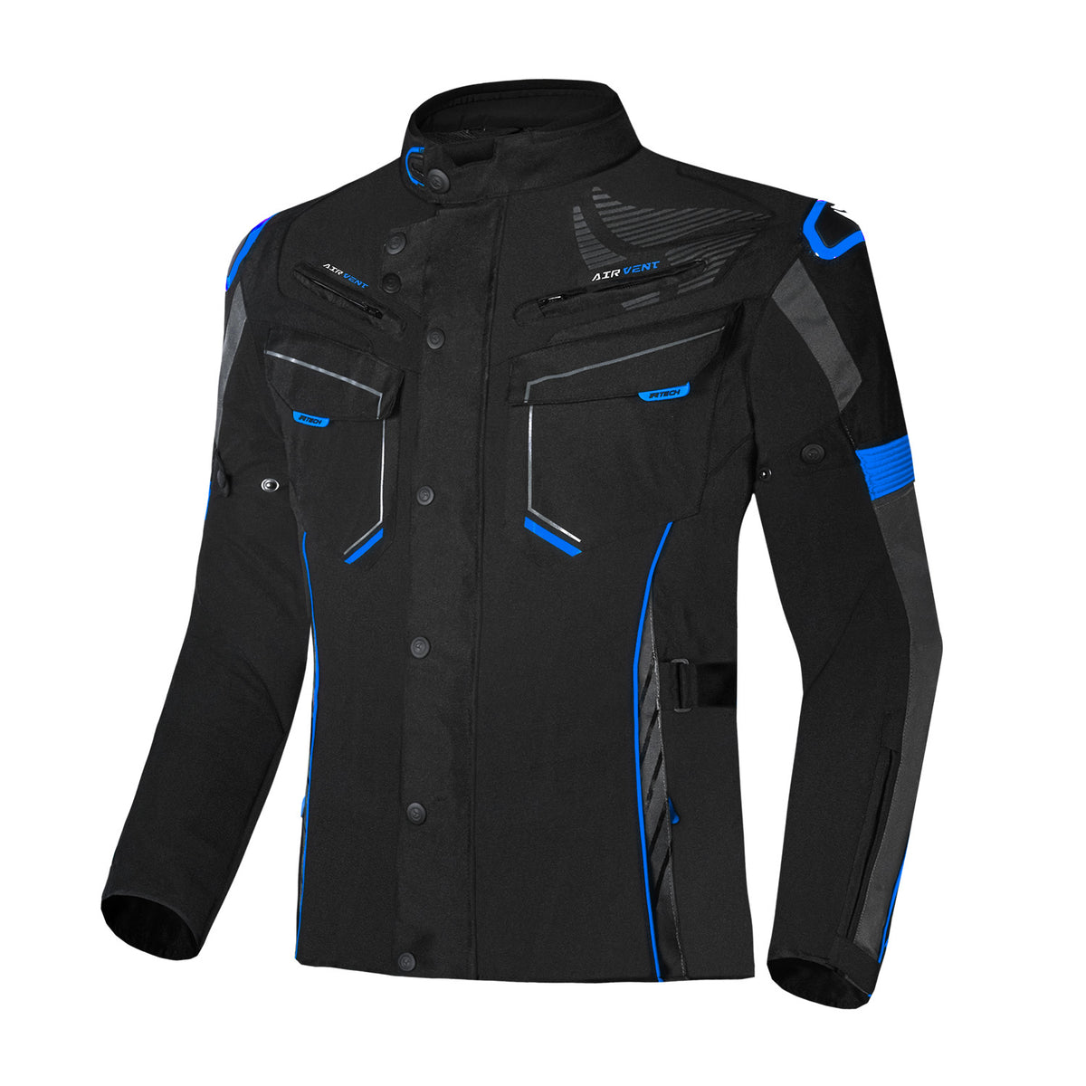 R-Tech Knight Rider Touring Motorcycle Long Jacket Black Antharacite Blue