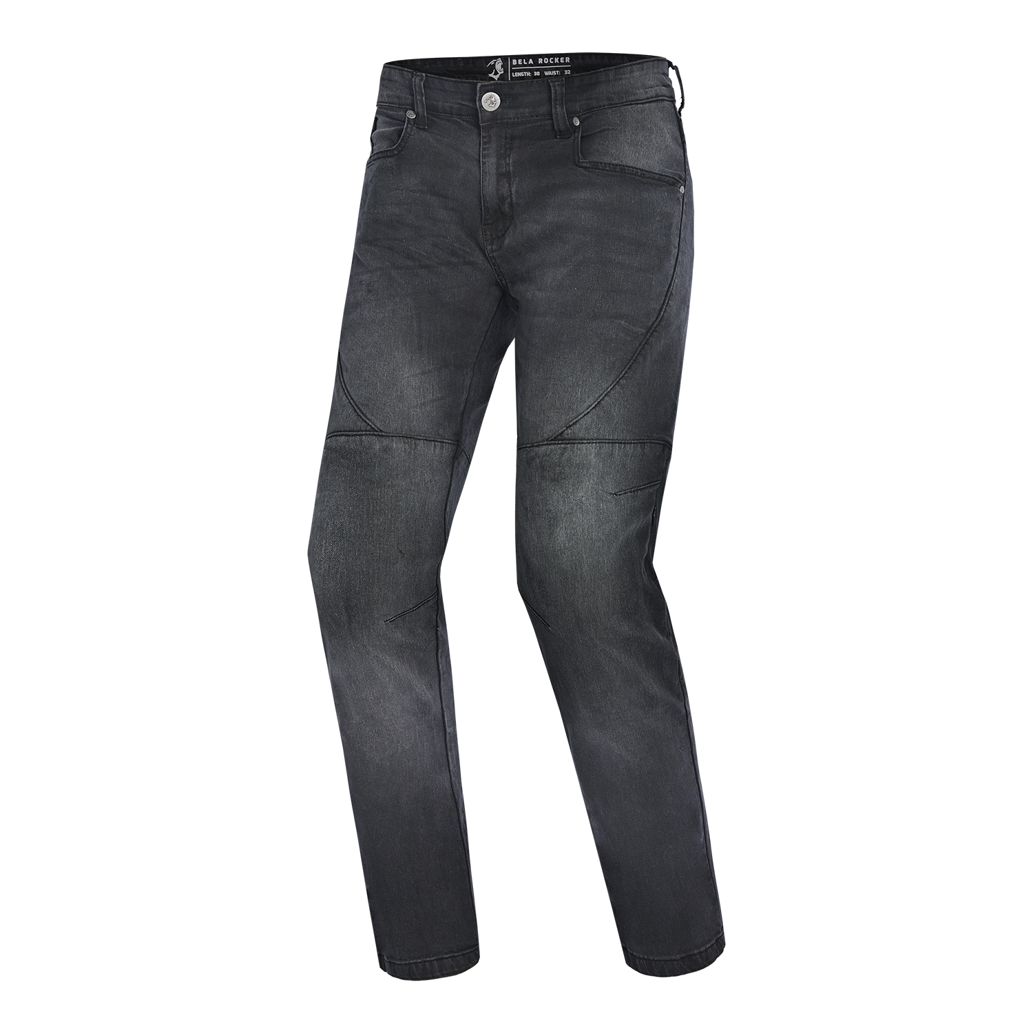 BELA ROCKER MEN MOTORCYCLE DENIM JEANS 34L BLACK SPRAY