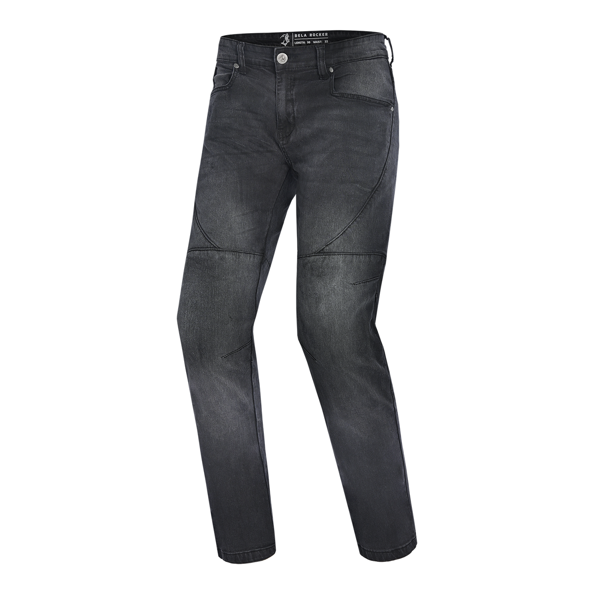 BELA ROCKER MEN MOTORCYCLE DENIM JEANS 32L BLACK SPRAY