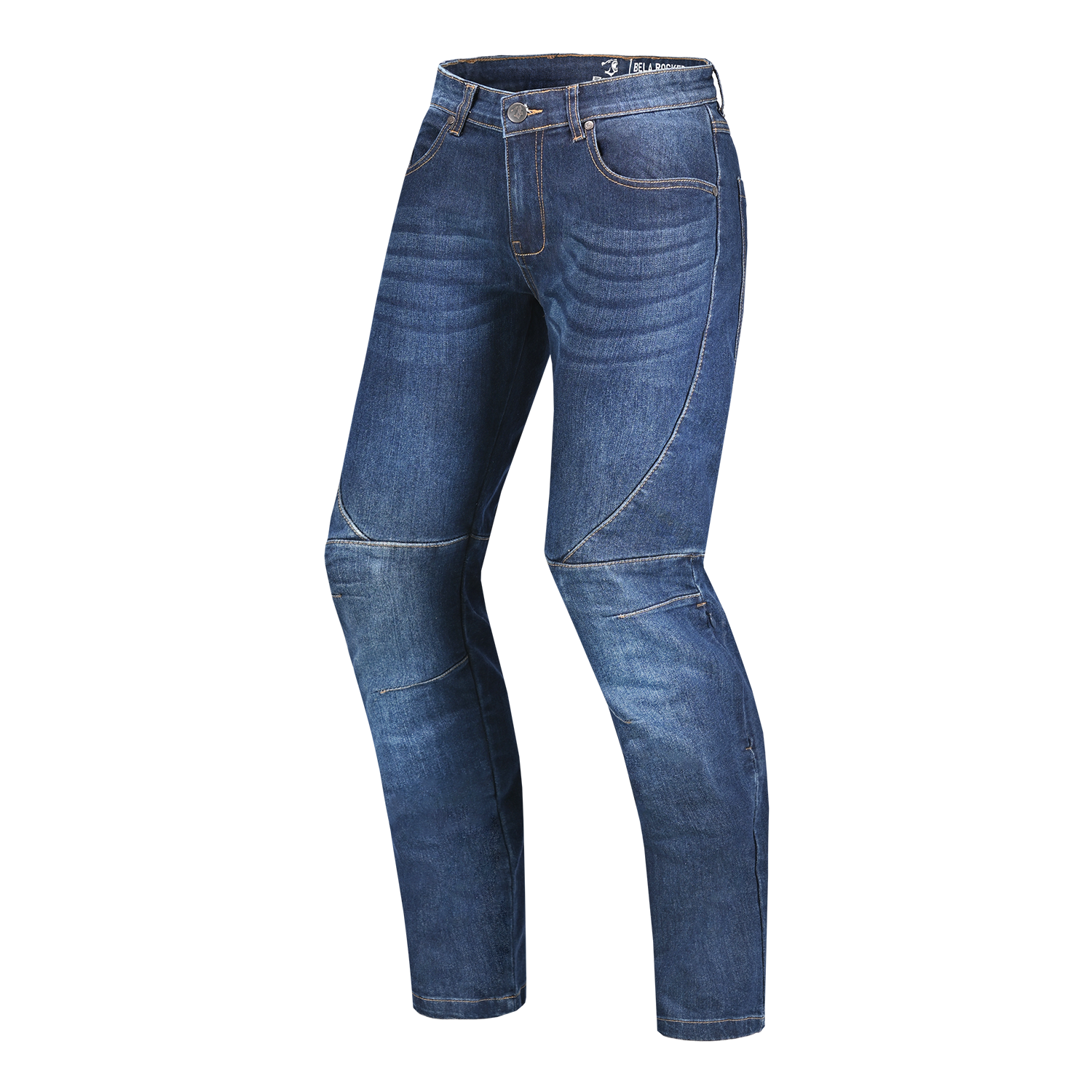BELA ROCKER MEN MOTORCYCLE DENIM JEANS 32L BLUE SPRAY