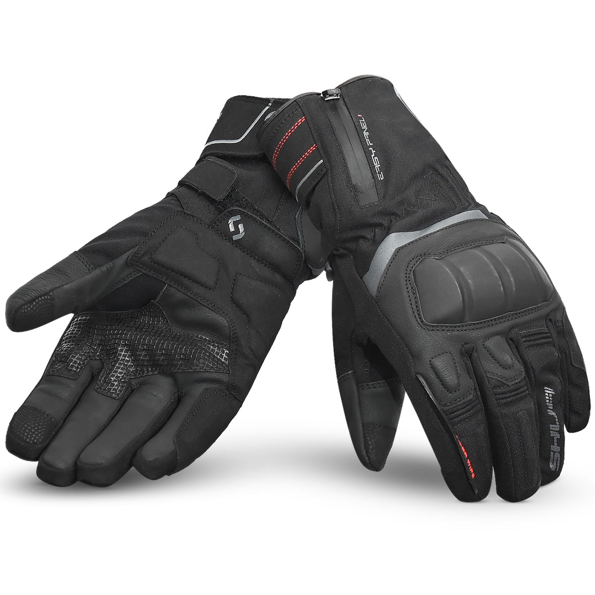 SHUA Thermal Thaw Motorcycle Gloves Black Red