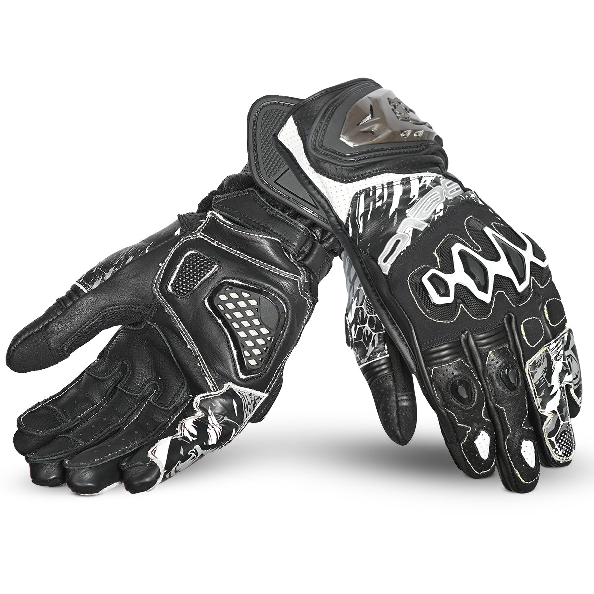BELA Armour Pro Motorcycle Racing Glove Black White