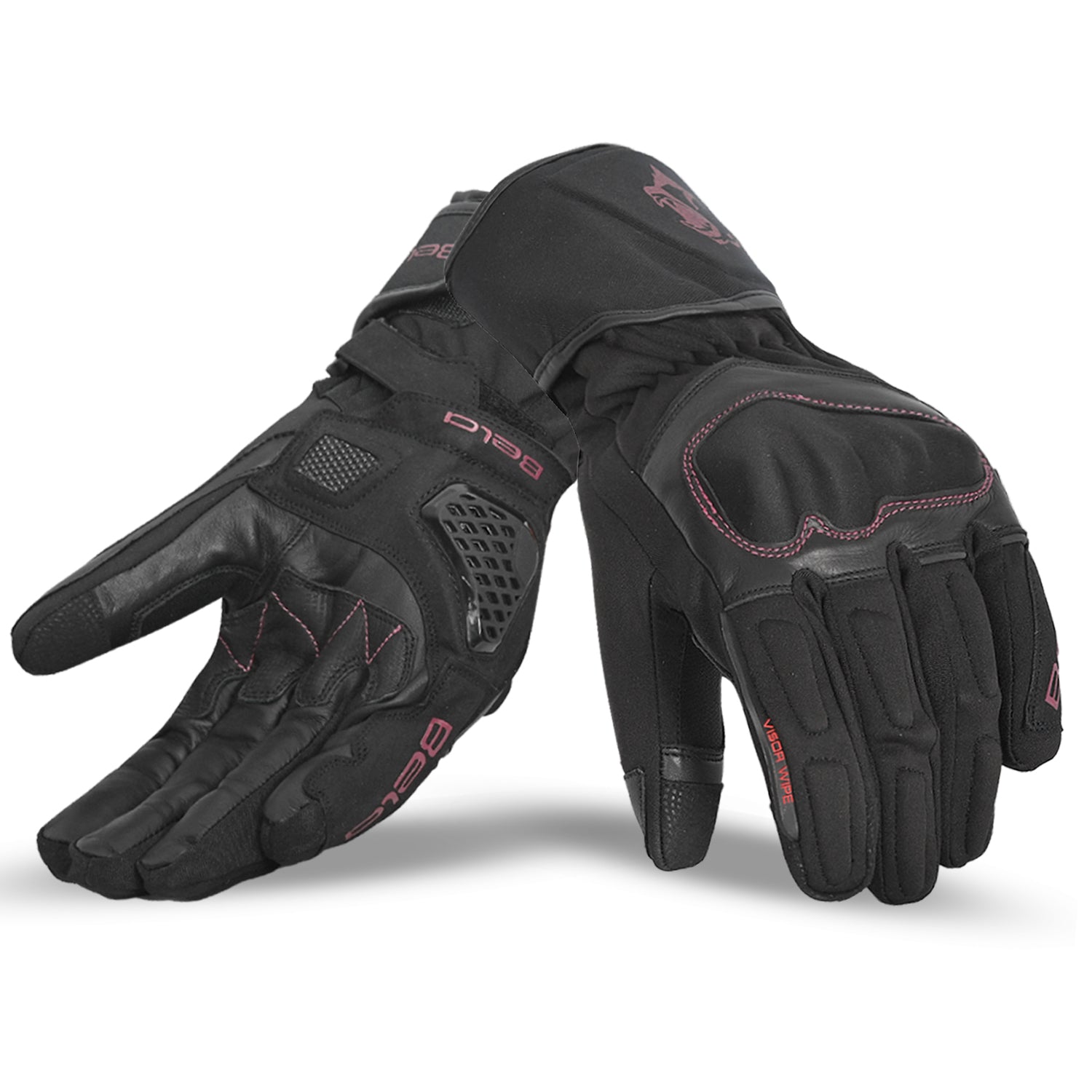 BELA Frost Shield Motorcycle Winter Gloves Black Burgundy