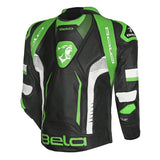 BELA X-Race Motorcycle Racing Leather Jacket Black/White/Green
