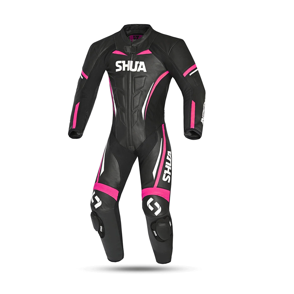 SHUA INFINITY LADY 1PC MOTORCYCLE LEATHER SUITS BLACK WHITE PINK