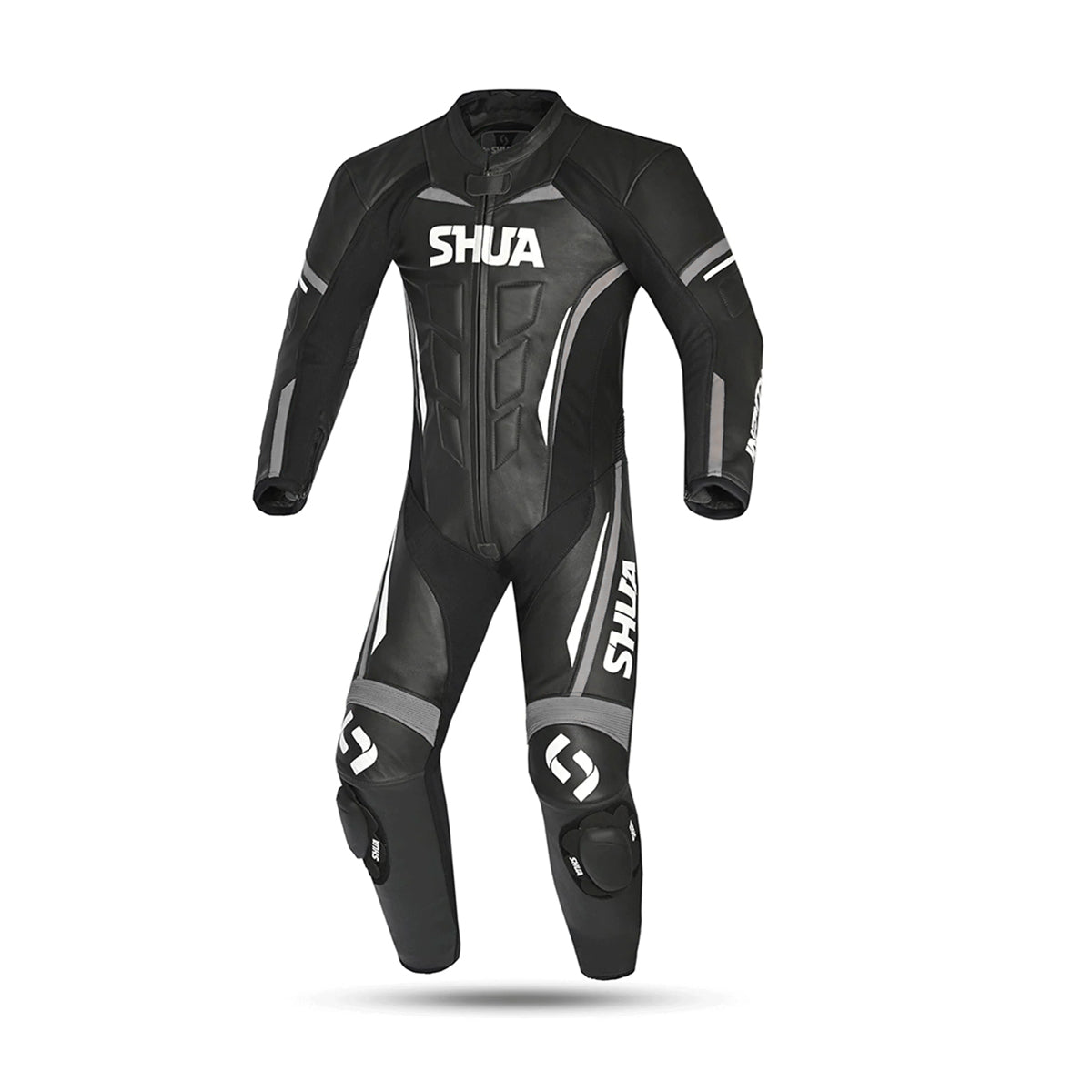 SHUA INFINITY 1PC MOTORCYCLE RACING LEATHER SUITS BLACK GREY