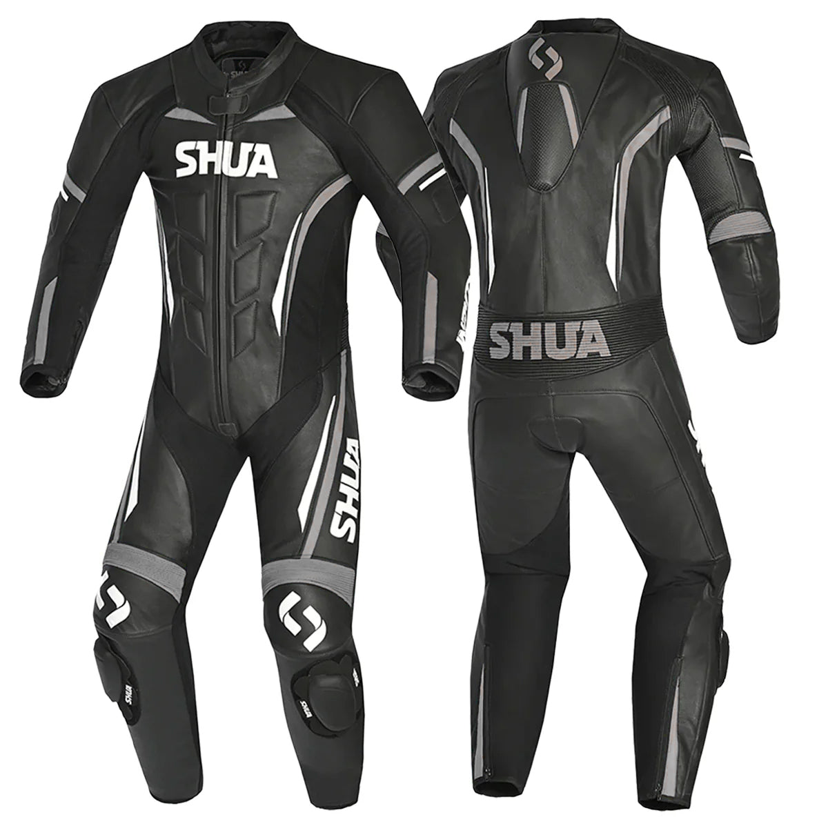 SHUA INFINITY 1PC MOTORCYCLE RACING LEATHER SUITS BLACK GREY