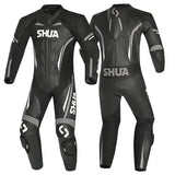 SHUA INFINITY 1PC MOTORCYCLE RACING LEATHER SUITS BLACK GREY