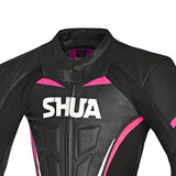 SHUA INFINITY LADY 1PC MOTORCYCLE LEATHER SUITS BLACK WHITE PINK
