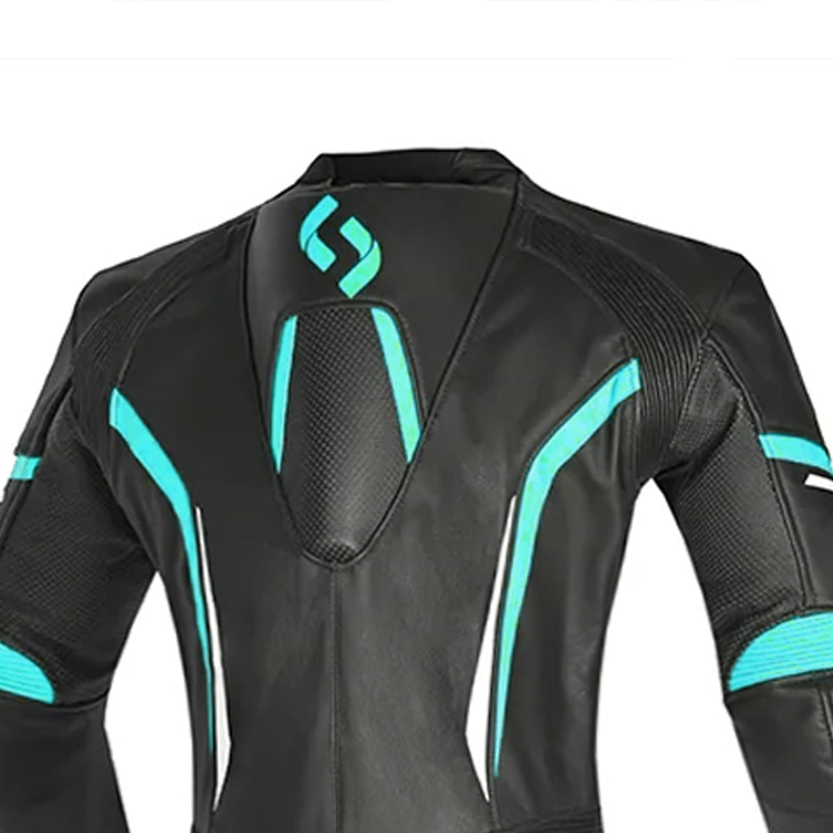 SHUA INFINITY LADY 1PC MOTORCYCLE LEATHER SUITS BLACK WHITE TURQUISE