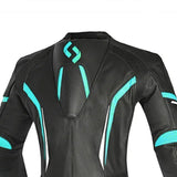 SHUA INFINITY LADY 1PC MOTORCYCLE LEATHER SUITS BLACK WHITE TURQUISE