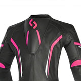 SHUA INFINITY LADY 1PC MOTORCYCLE LEATHER SUITS BLACK WHITE PINK