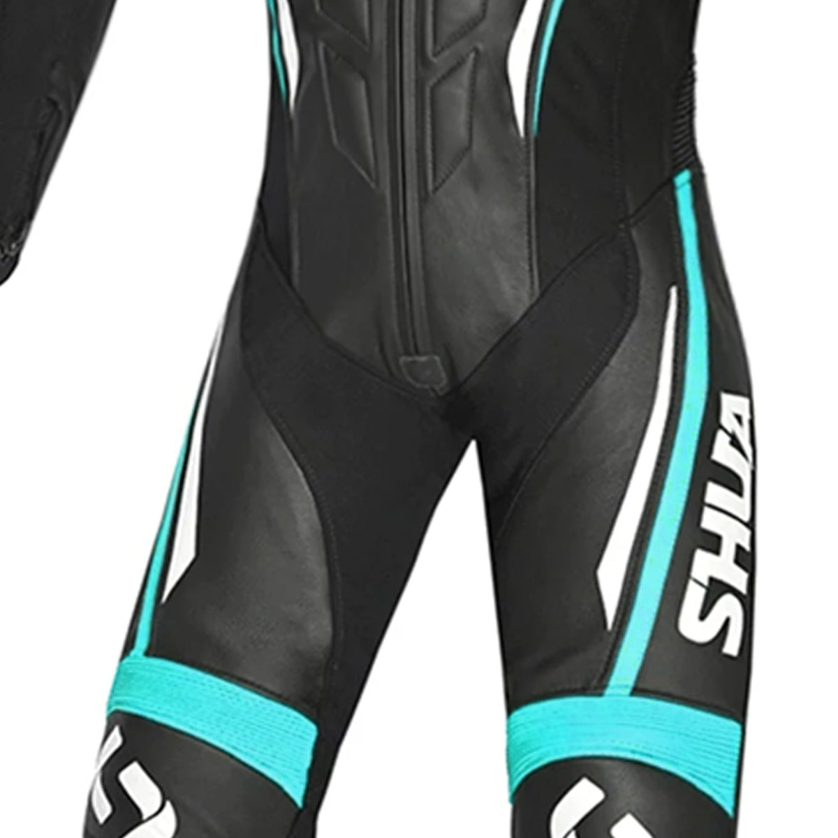 SHUA INFINITY LADY 1PC MOTORCYCLE LEATHER SUITS BLACK WHITE TURQUISE