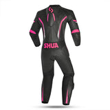 SHUA INFINITY LADY 1PC MOTORCYCLE LEATHER SUITS BLACK WHITE PINK