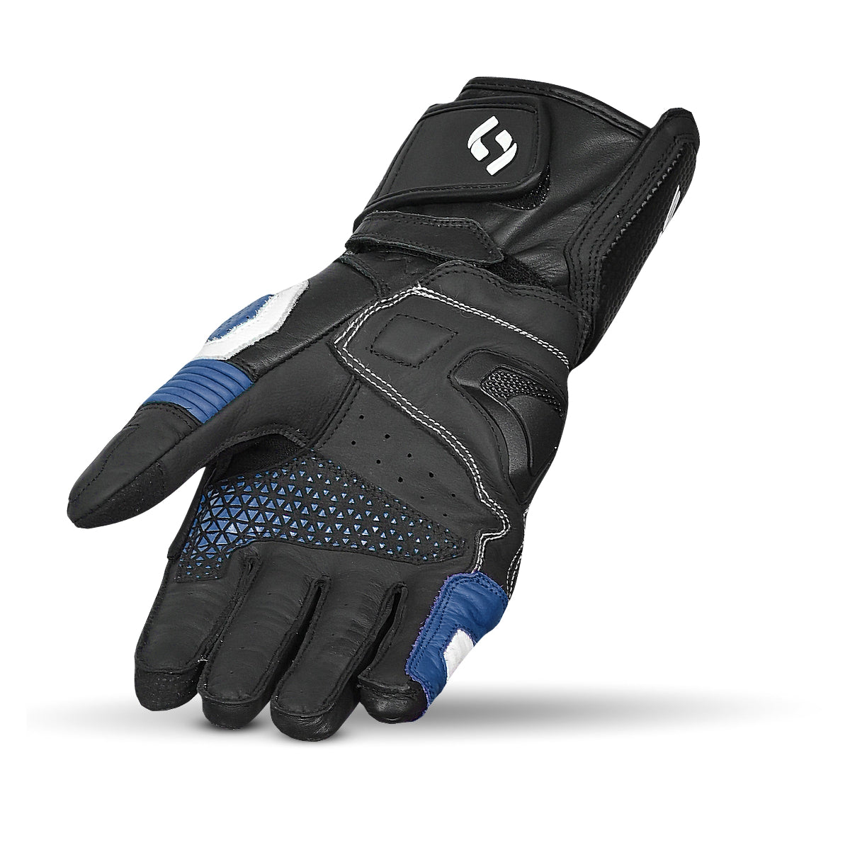 SHUA RANGER PRO MOTORCYCLE RACING GLOVES BLACK WHITE BLUE