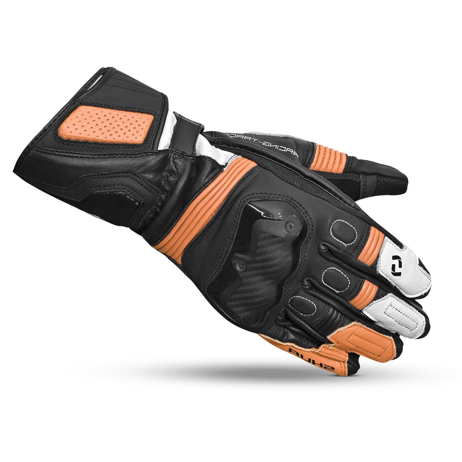 SHUA RANGER PRO MOTORCYCLE RACING GLOVES BLACK WHITE ORANGE