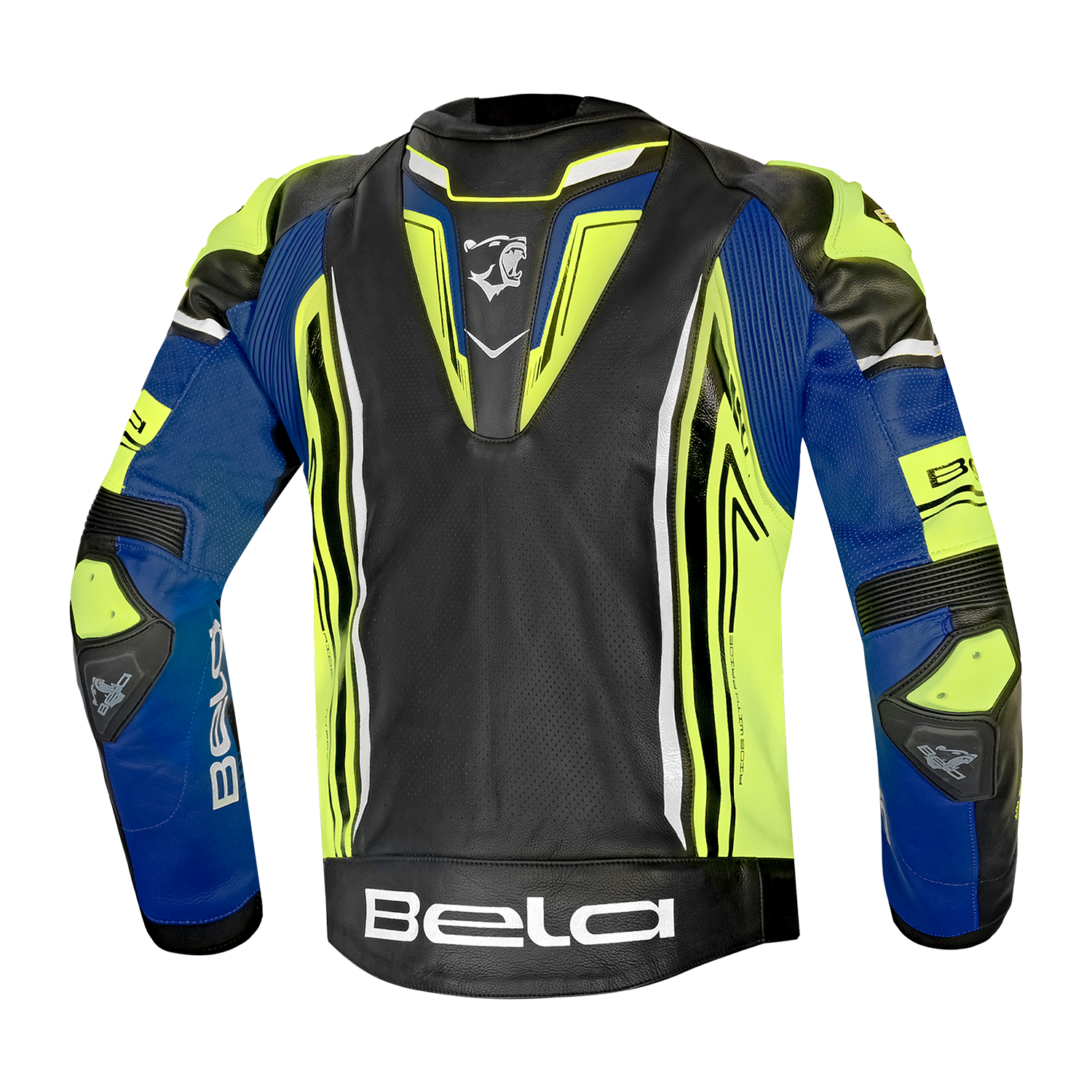 BELA BEAST CHAQUETA LEATHER HOMBRE NEGRO BLANCO AMARILLO AZUL