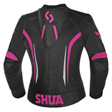 SHUA INFINITY WOMEN MOTORCYCLE LEATHER JACKET BLACK FUCHSIA