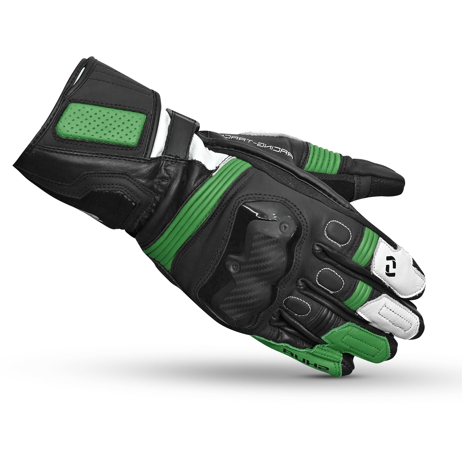SHUA RANGER PRO MOTORCYCLE RACING GLOVES BLACK WHITE GREEN