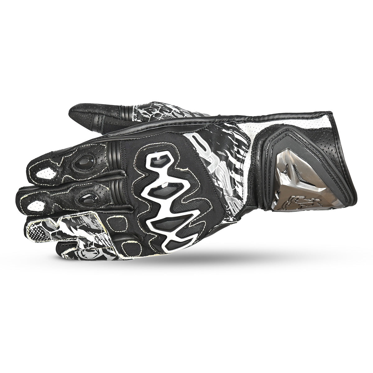 BELA Armour Pro Motorcycle Racing Glove Black White