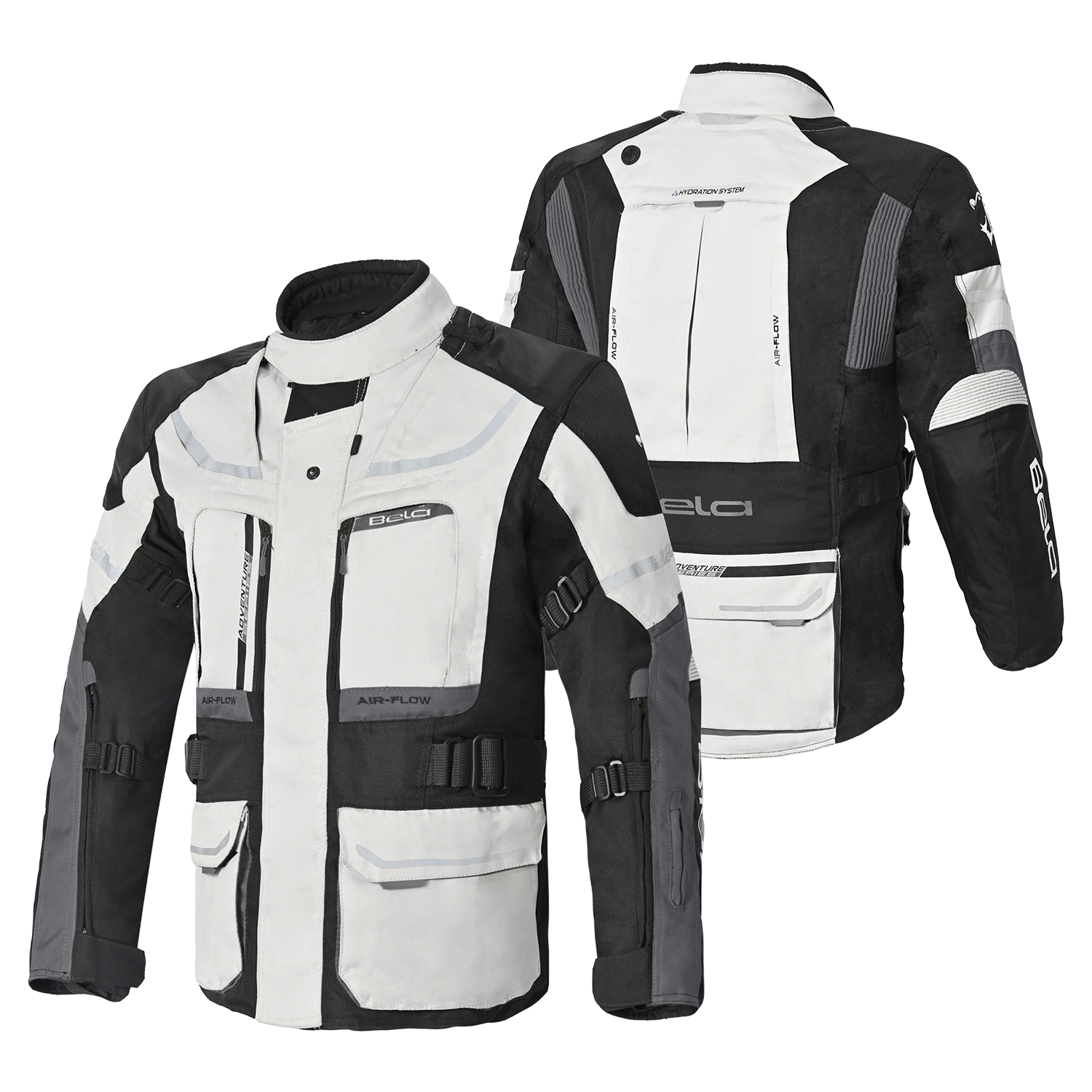 BELA TRANSFORMER 3IN1 MEN MOTORCYCLE TEXTILE JACKET ICE GREY BLACK