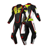 SPYKE ARAGON RACE 1PC MOTORCYCLE LEATHER SUITS BLACK WHITE RED YELLOW FLUO