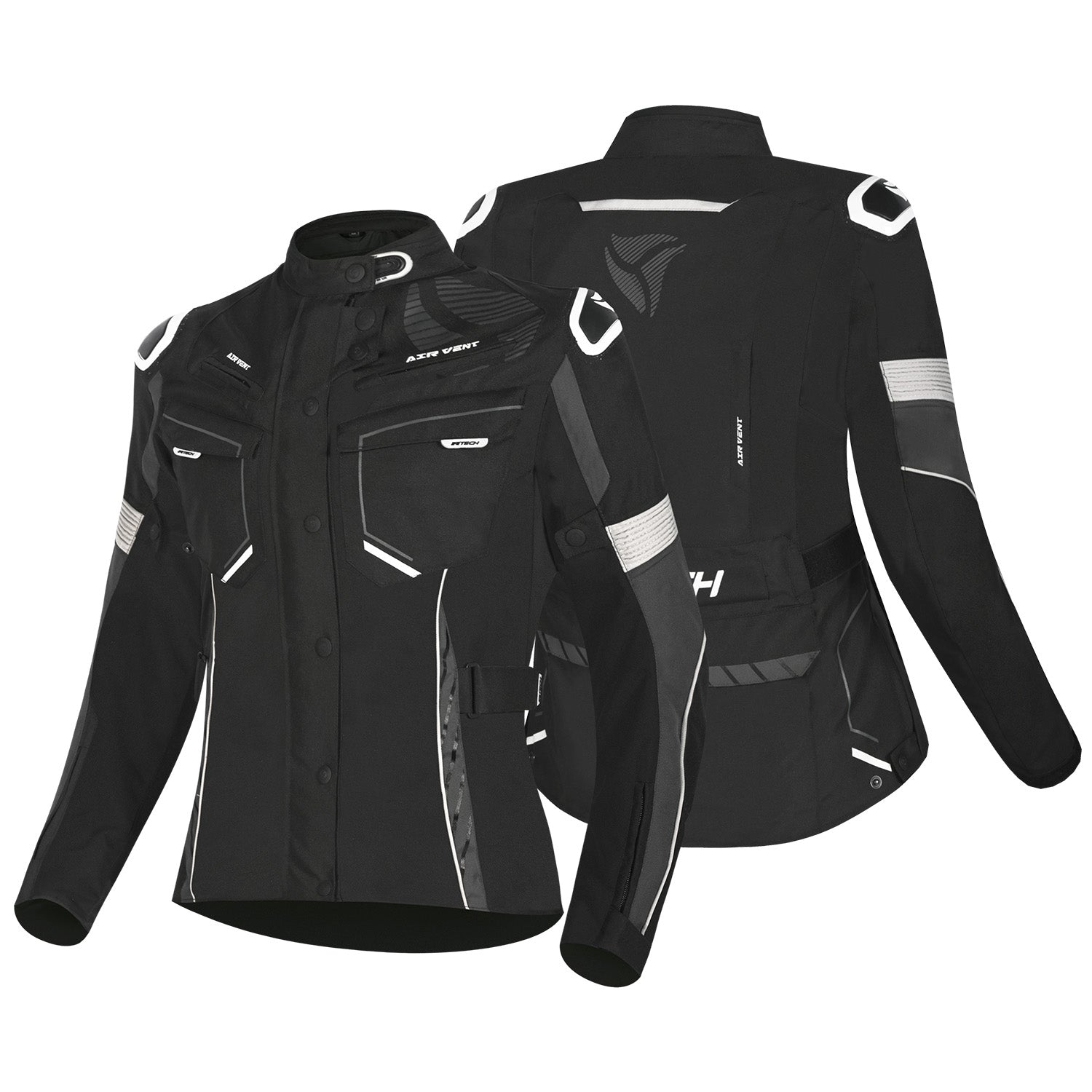 R-Tech Knight Rider Lady Motorcycle Long Jacket Black White Antharacite