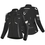 R-Tech Knight Rider Lady Motorcycle Long Jacket Black White Antharacite