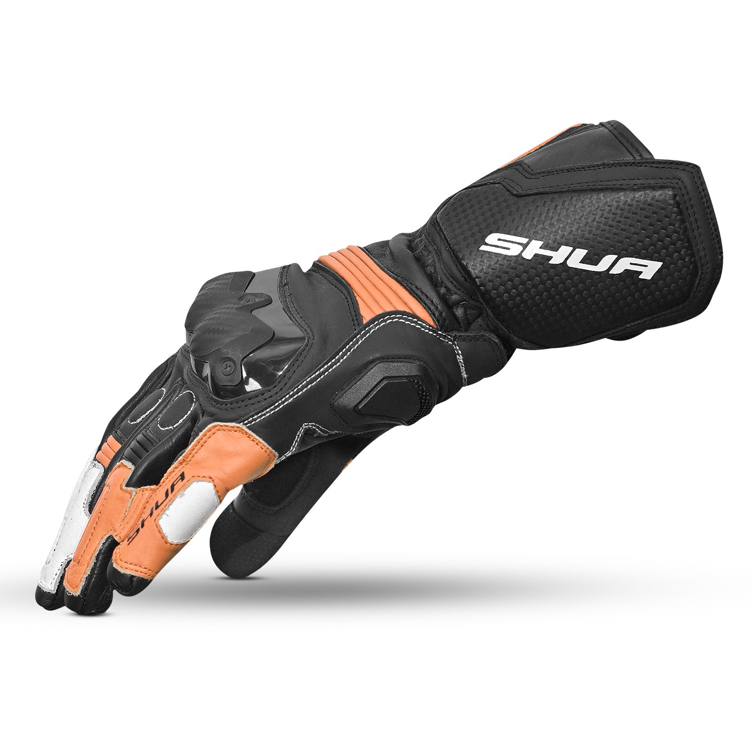 SHUA RANGER PRO MOTORCYCLE RACING GLOVES BLACK WHITE ORANGE