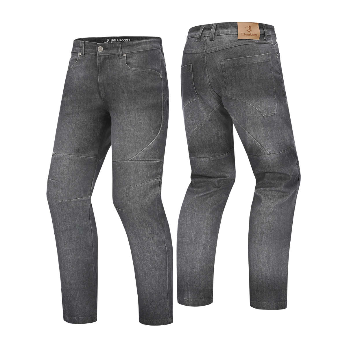BELA ROCKER MEN MOTORCYCLE DENIM JEANS 32L GREY SPRAY