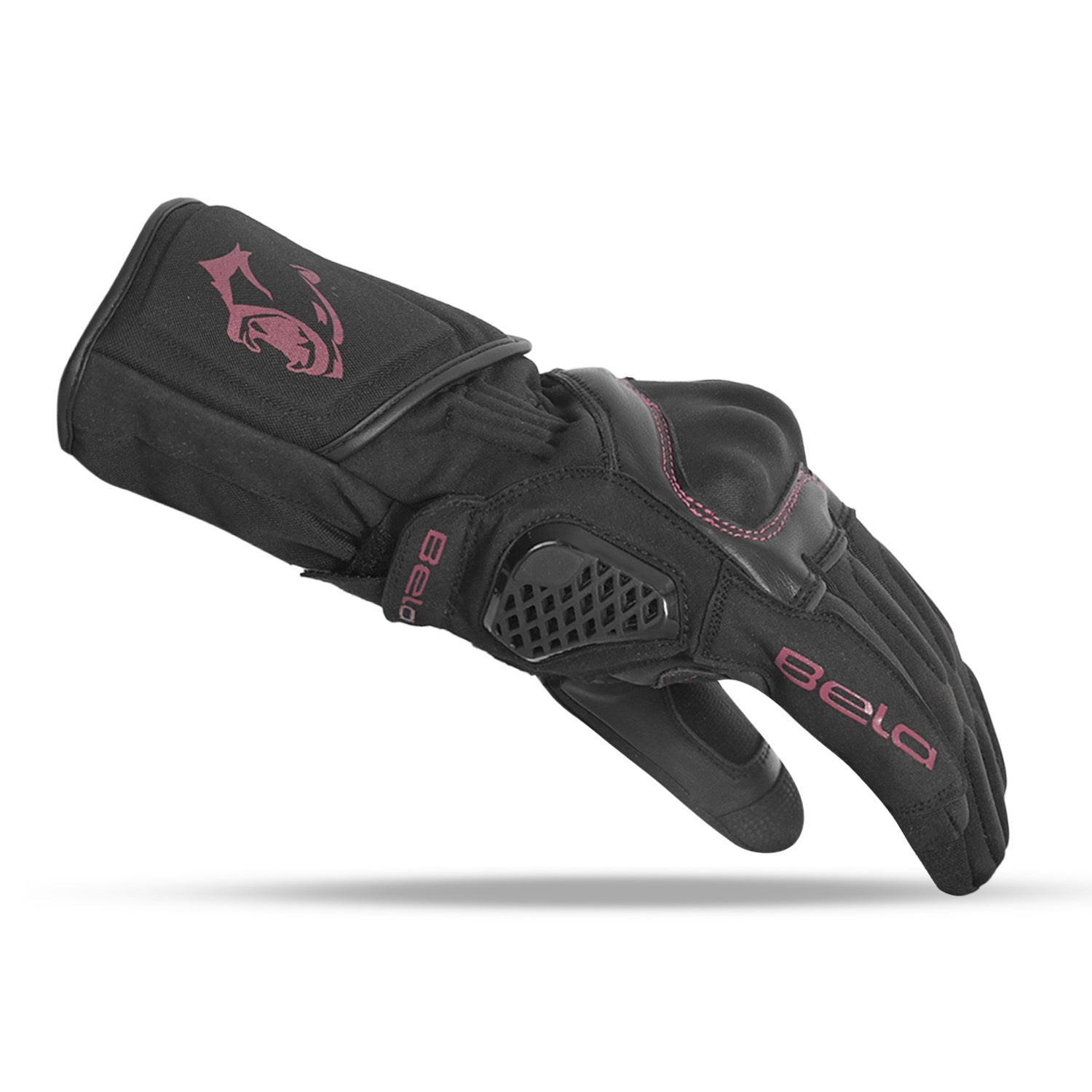 BELA Frost Shield Motorcycle Winter Gloves Black Burgundy