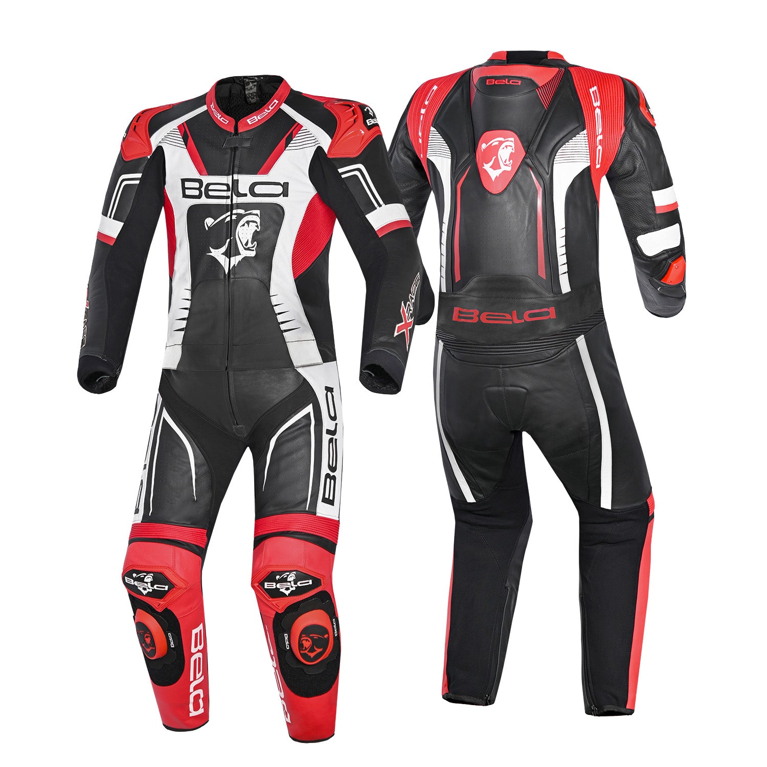 BELA X Race 2PC Racing Motorcycle Leather Suits Black White Red