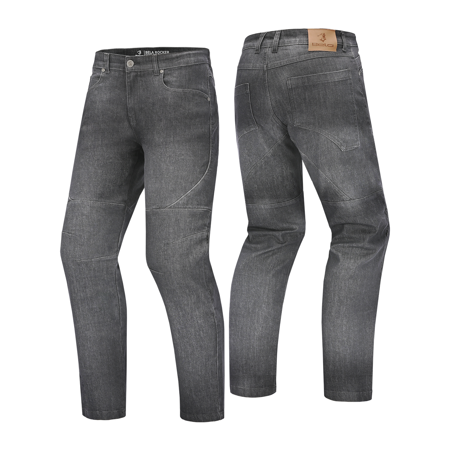 BELA ROCKER MEN MOTORCYCLE DENIM JEANS 34L GREY SPRAY