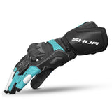 SHUA RANGER PRO MOTORCYCLE GLOVES BLACK WHITE TURQUISE