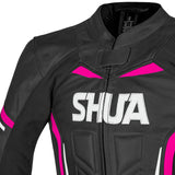 SHUA INFINITY WOMEN MOTORCYCLE LEATHER JACKET BLACK FUCHSIA